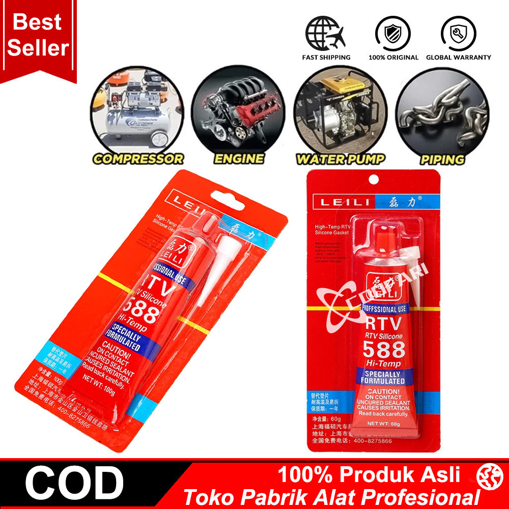 100g Perekat RTV Silicone Gasket Maker Merah Tahan Suhu Tinggi Tahan Minyak untuk Mesin Sealant Otom