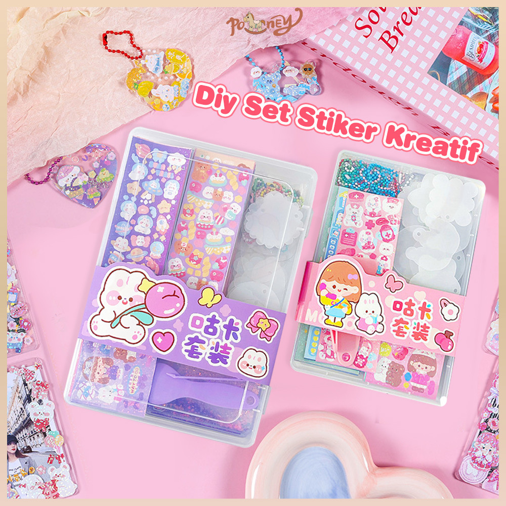 

Poney Mainan Diy Gantungan Kunci Mainan Anak Perempuan Set Stiker Kreatif Lem Krim Hadiah Buatan Tangan Bahan Diy