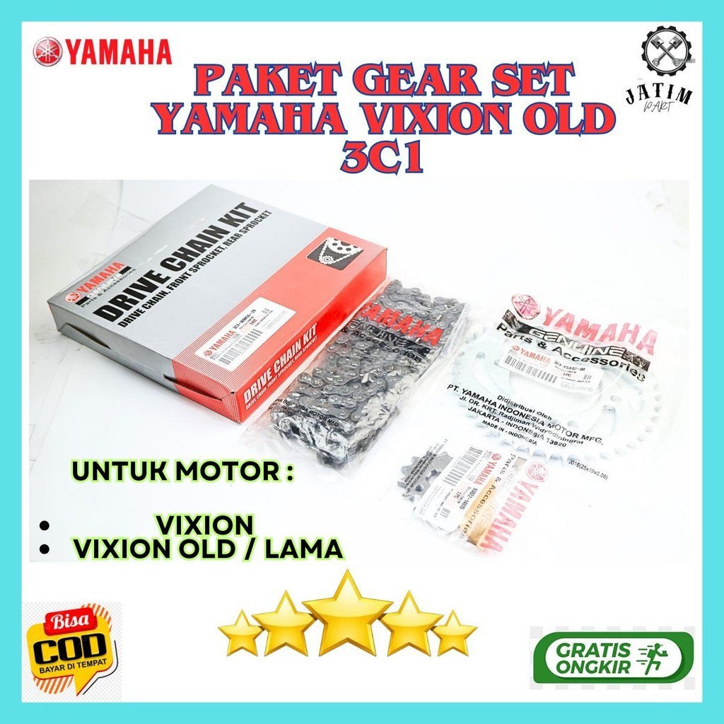 Gear Set Vixion Ori / Rantai Gerset Yamaha Vixion Old Original Premium - 3CI-W001A-20