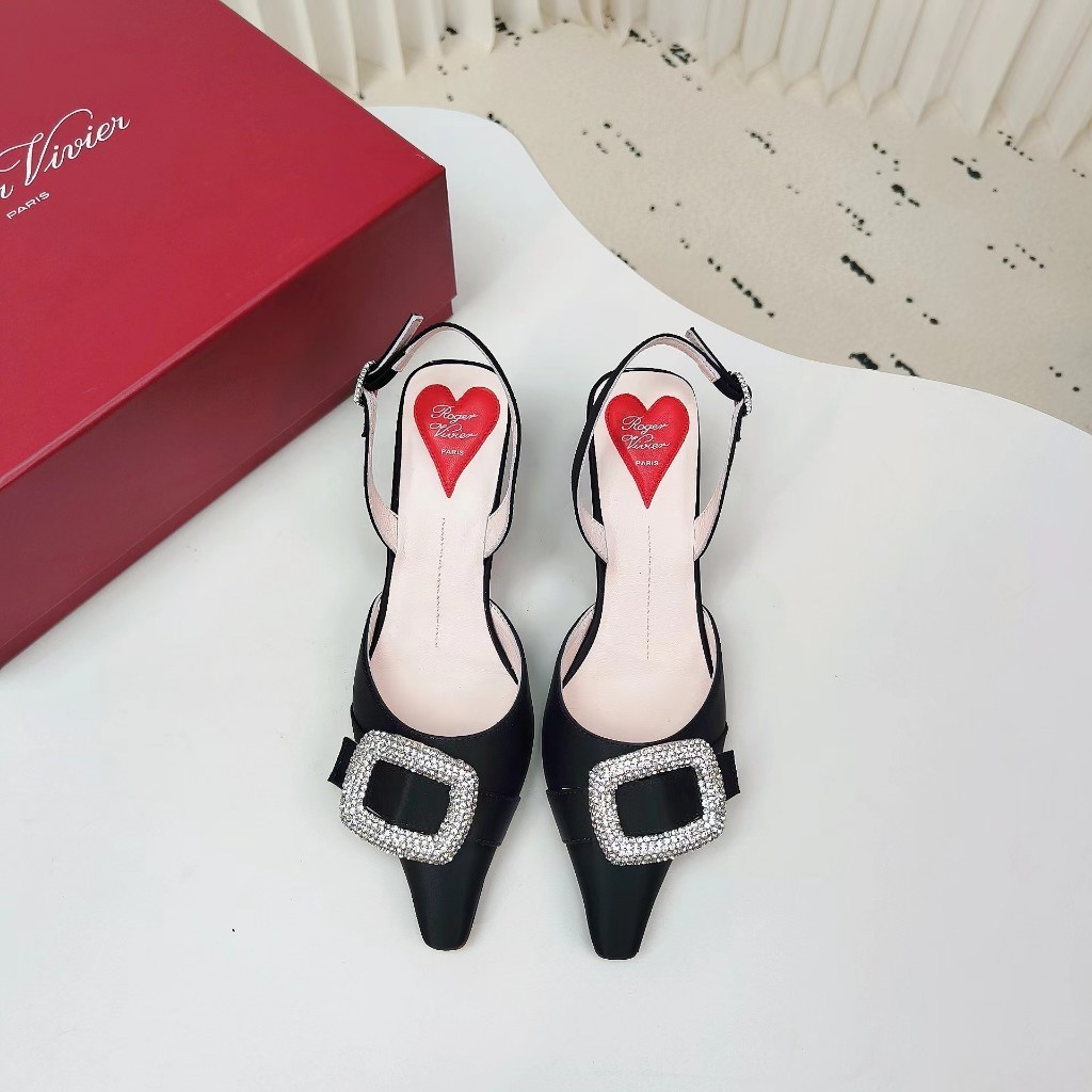 New Counter ORI Roger Vivier RV Fashion Latest High Heels Diamond Buckle Vintage Sandals