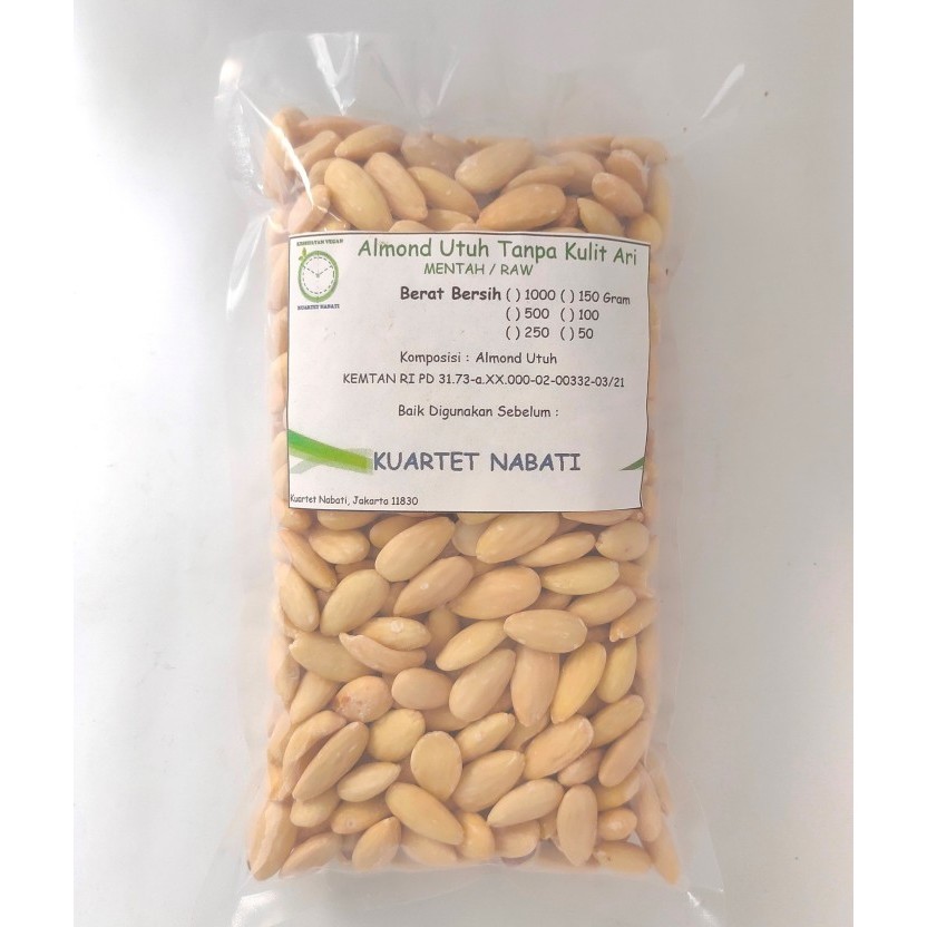 

AD 1000gr Almond Utuh Mentah Tanpa Kulit Ari/ Raw Almond Whole Skinless