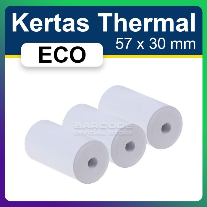 

Thermal Paper Thermarol 58 x 30 / 57x30mm Blue Coreless Mobile Printer - 57x30 Hitam -TMA56