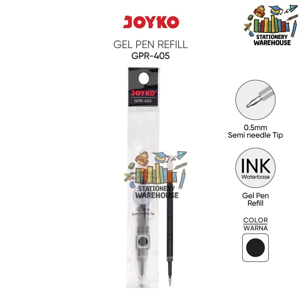 

Retractable Gel Pen Refill Isi Ulang Pena Jel Joyko GPR-405 0.5 mm Black Blue