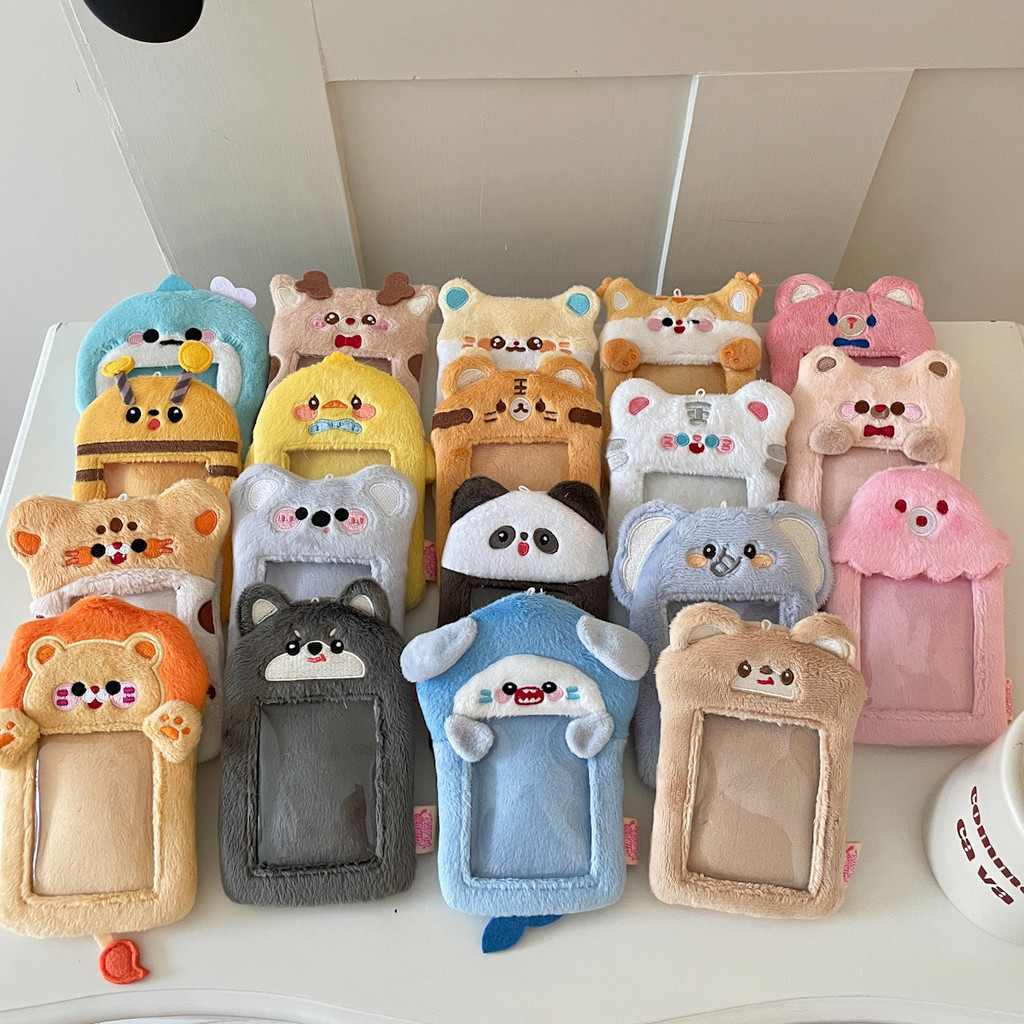 

Cartoon Animal Series Soft Plush 3 Inch Kpop Photocard Holder Photo Card Holder Bag Pendant School Stationery