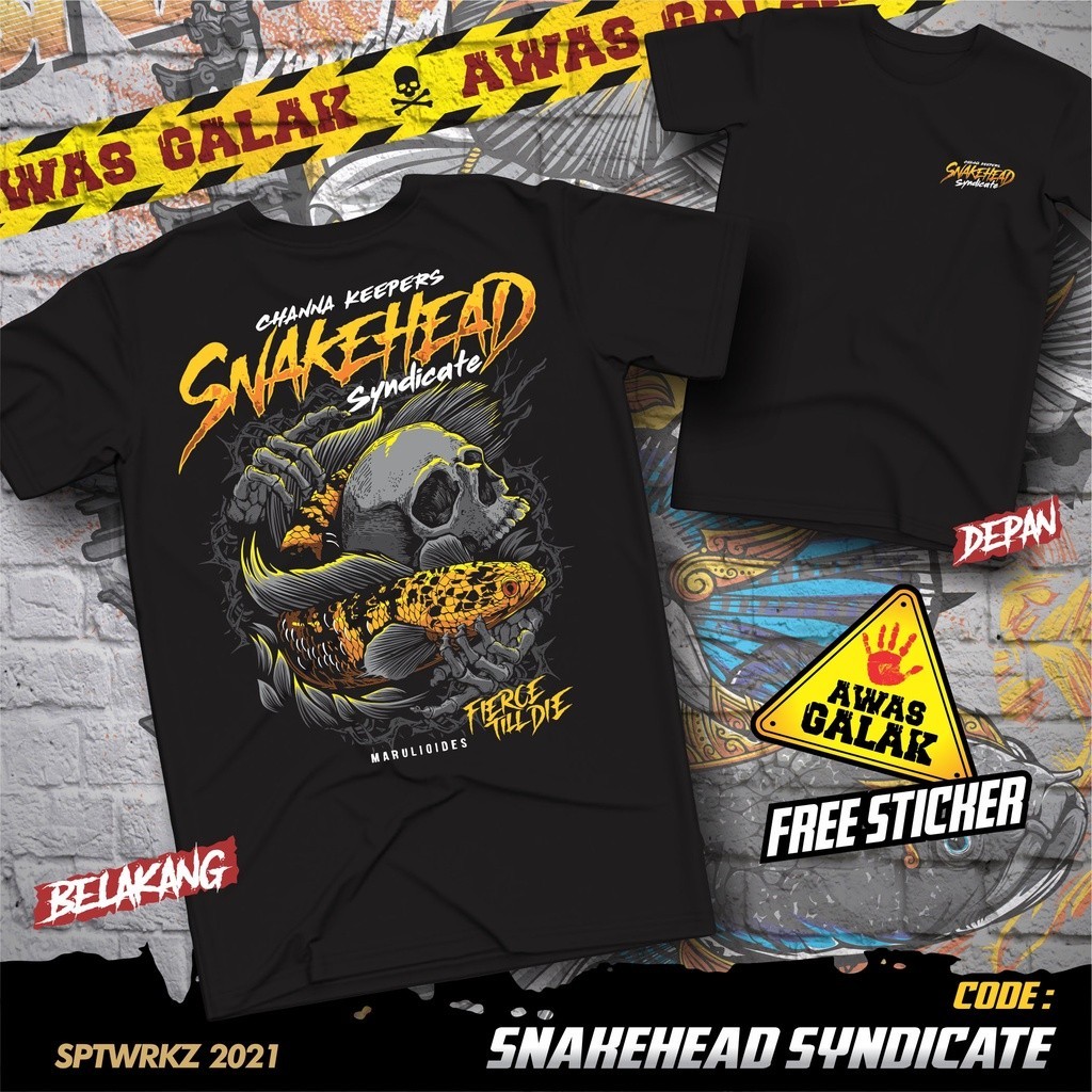KAOS CHANNA TENGKORAK / CHANNA SINDICATE DESAIN FRESH COD / Kaos Ikan Channa Predator Fish Indonesia