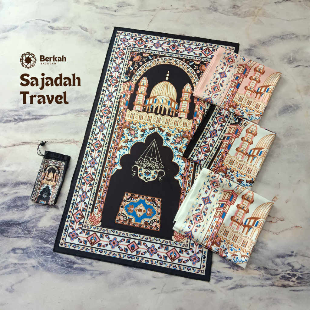 Sajadah Travel Motif Turki Import Desain Portabel Dengan Tas Souvenir Cocok Untuk Penggunaan Sehari-