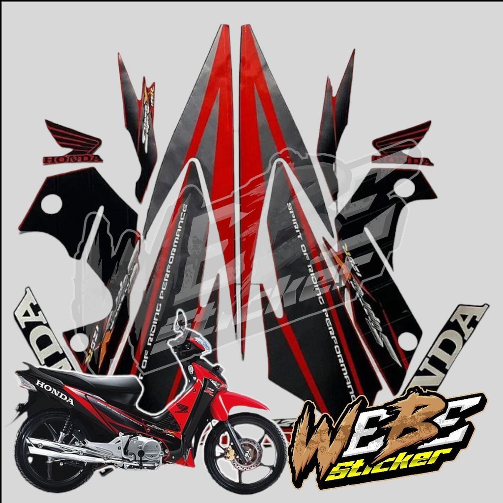 STICKER STIKER POLET LIS STRIPING MOTOR FULL BODY HONDA SUPRA X 125 LAMA OLD WARNA MERAH HITAM