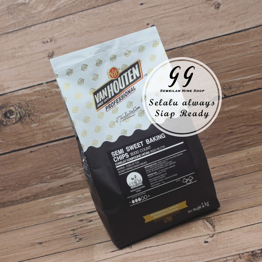 

VAN HOUTEN Semi Sweet Baking CHIPS 1 KG Chocochip COMPOUND DARK Chip
