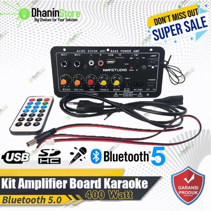 Diy Audio Kit Modul Power Amplifier Board Rakitan Bluetooth Karaoke Mono Class D USB FM Radio 400 wa