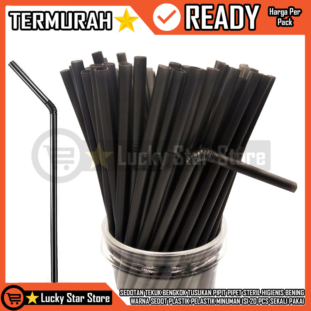 Sedotan Minuman Isi 20 Pcs Tekuk Bengkok Tusukan Pipit Pipet Steril Higienis Bening Warna Sedot Plas