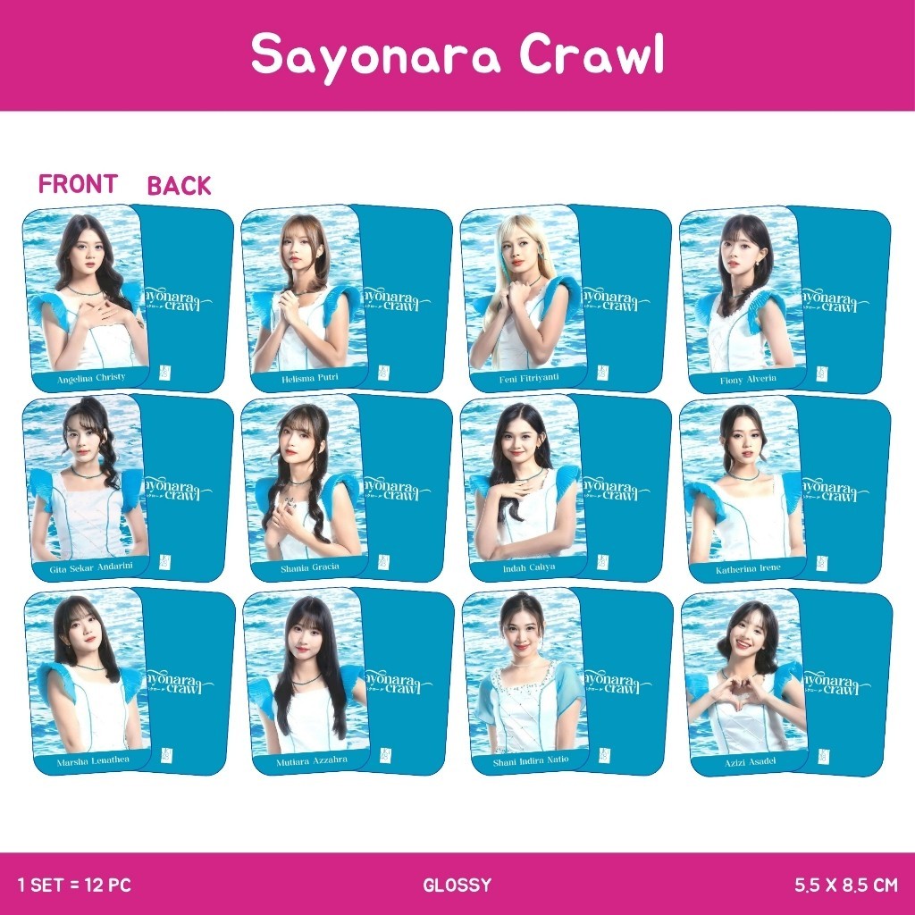 PHOTOCARD SAYONARA JKT48 CRAWL 2SISI (HARGA 12 PCS + LAMINASI 2 SISI) JPOP CARDS IDOL UNOFFICIAL ADE