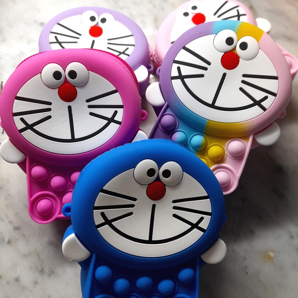 TAS ANAK POP IT DORAEMON SENSORY / VIRAL/ SELEMPANG/ TIKTOK/ PEREDA STRESS / POPIT/ MACAROON RAINBOW