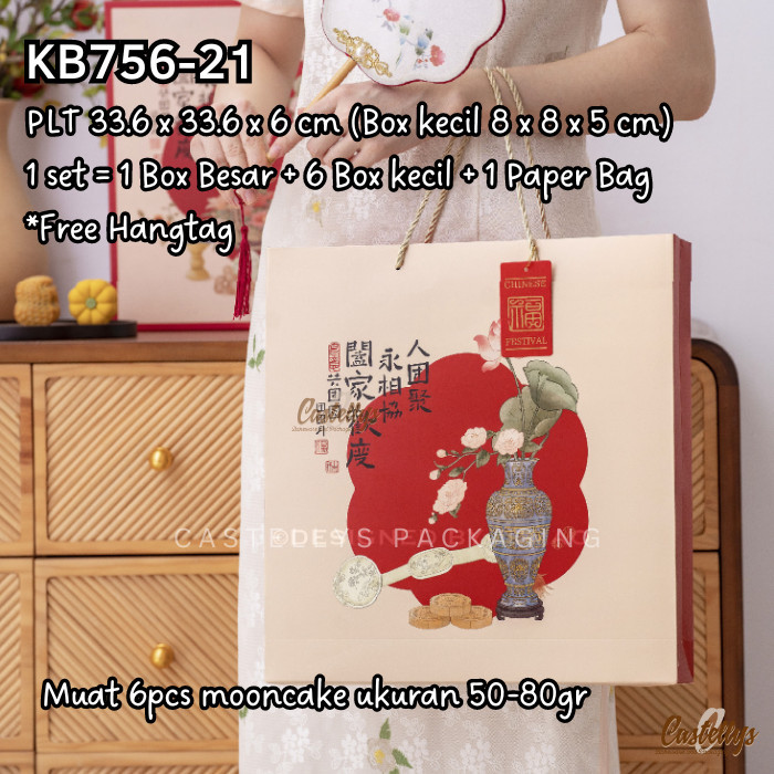 

KB756-21 Kotak Mooncake Premium + Paper Bag 75gr Pia Mochi Kue Bulan Hampers
