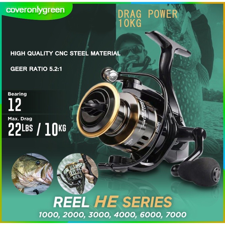 ZA21DW reel pancing asli besi fishing reel 10kg HE500-7000 Reel Pancing Murah Kuat Power Handle Reel