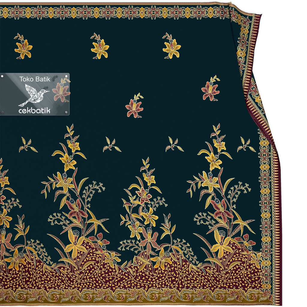 kain batik - Motif Modern Bunga Manis Elegan (Denim Tua)