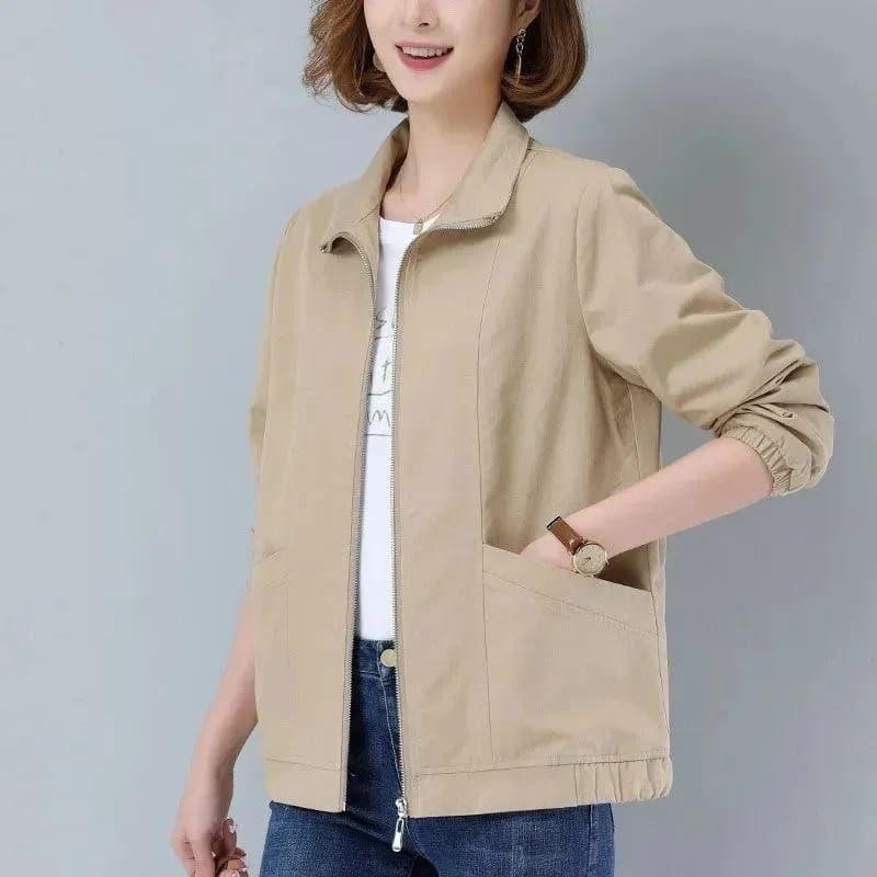 Jaket Wanita Jaket Lengan Panjang  Semi Parka Casual Kain Katun Dril Blazer Lengan Panjang Wanita Ma