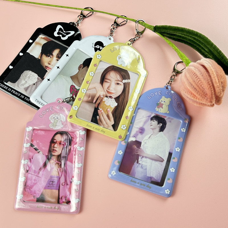 

3 Inch Kawaii Photocard Holder Kpop Idol Photo Card Holder Photo Cute Bus Card ID Holder Idol Photocard Pendant Keychain