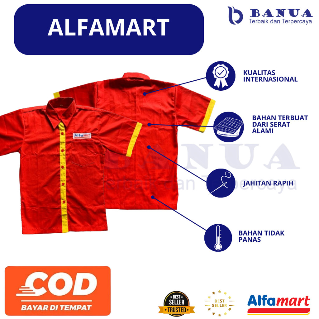Baju Alfamart Pria | Baju Alfamart Cowok | Baju Alfamart Merah | Baju Kerja Merah | Kemeja  Alfamart