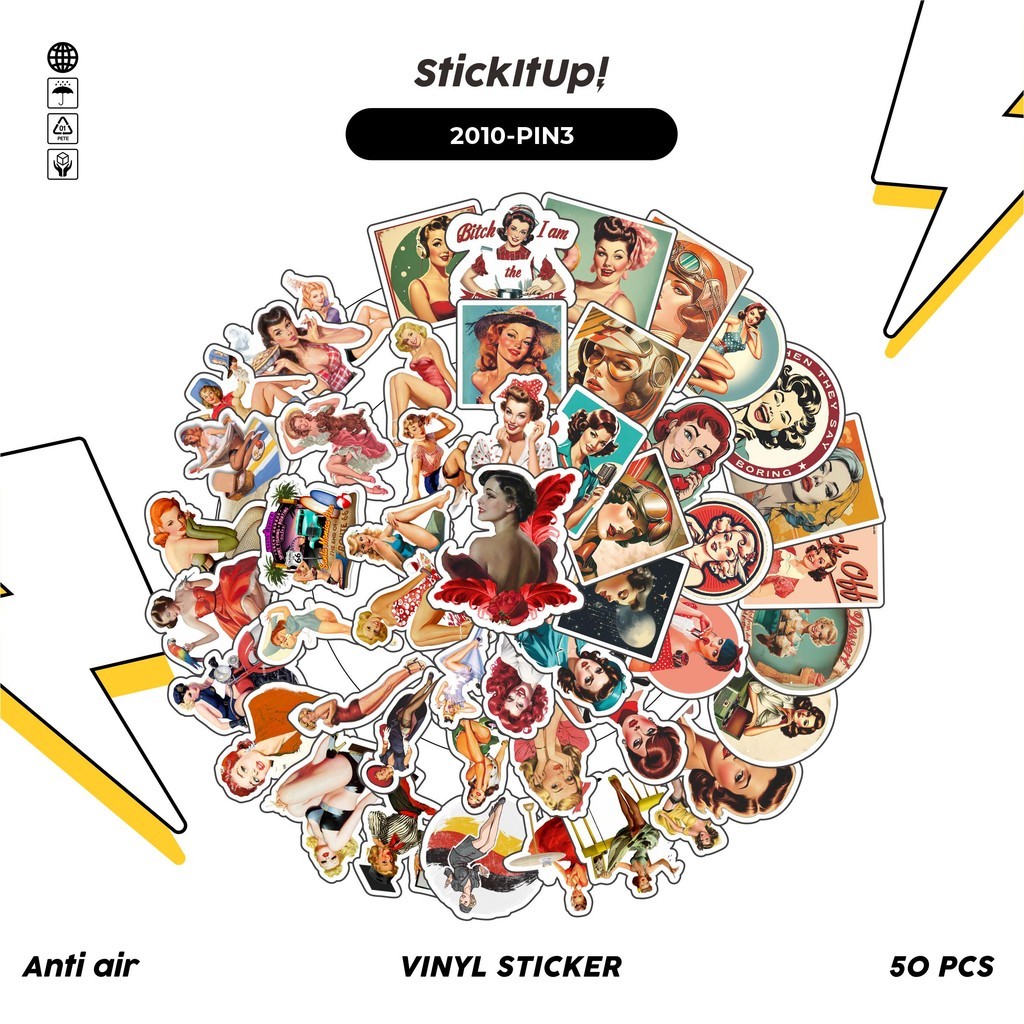 

COD✨ 50 Pcs Stiker VINTAGE RETRO PINUP GIRLS ILLUSTRATION MIX 03 Lucu Anti Air Untuk Dekorasi Notebook Sepeda Skateboard Handphone DIY