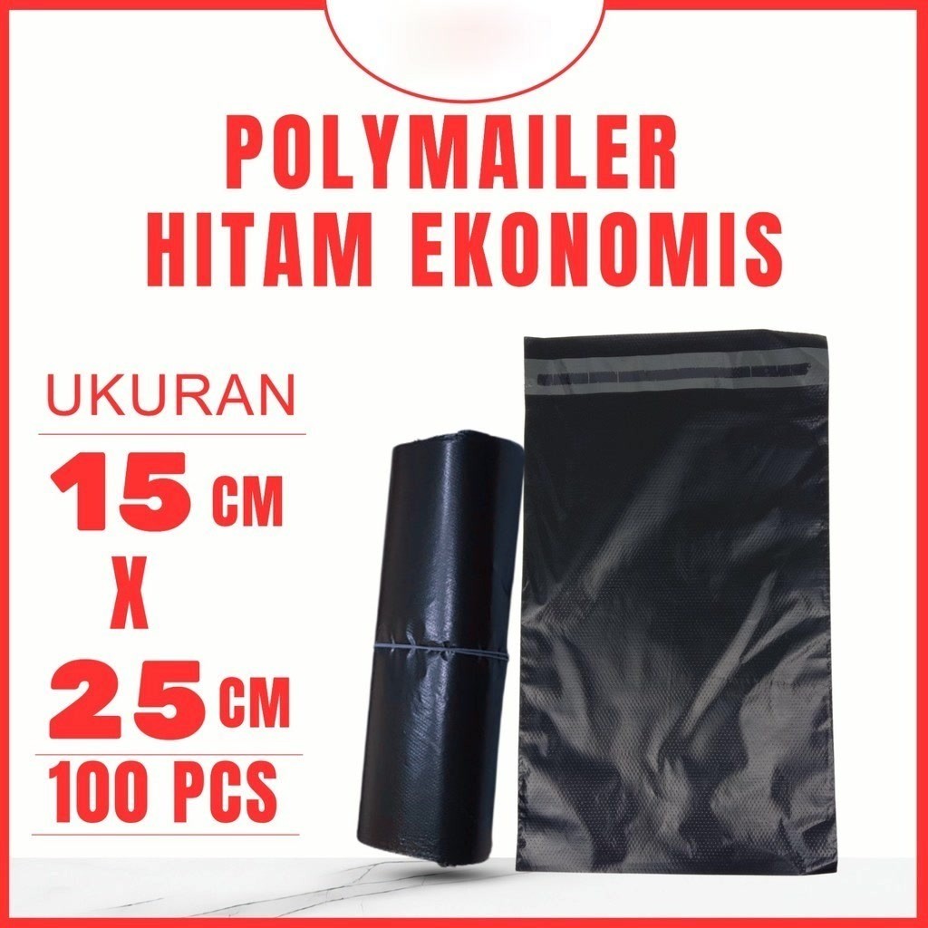 

Kantong Plastik Packing Polymailer Hitam Ekonomis Semi Glossy 15x25 15 x 25 CM Plastik Pembungkus Perekat Peking Paket Online Shop Anti Jebol Rusak Waterproof Multifungsi