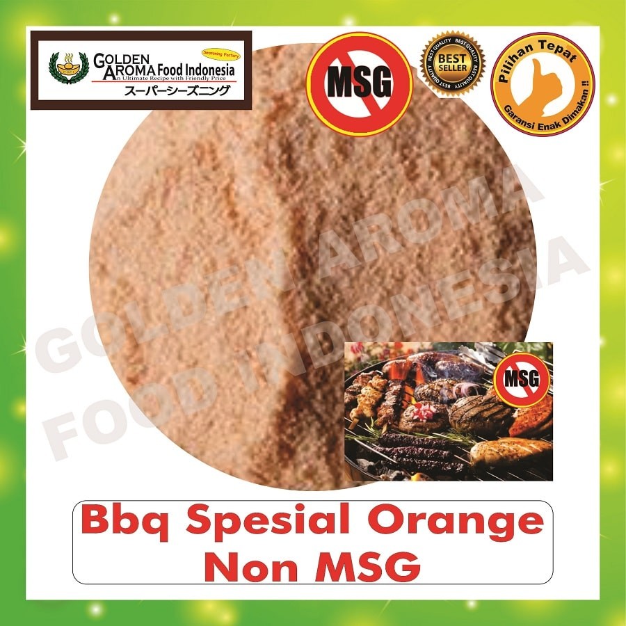 

Bubuk Tabur Rasa bbq spesial Non MSG Orange 1Kg Bumbu Serbaguna Halal Barbeque Seasoning Powder