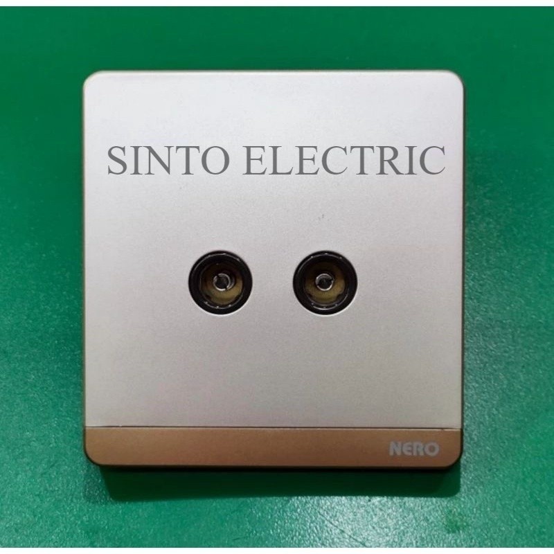 NERO Decora Gold Outlet TV 2 Gang Outlet TV Seri