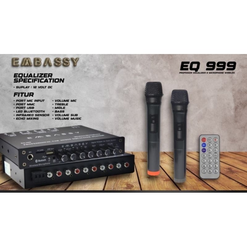 PARAMETRIC EQUALIZER MOBIL BLUETOOTH MIC WIELESS EMBASSY EQ-999 PREAMP
