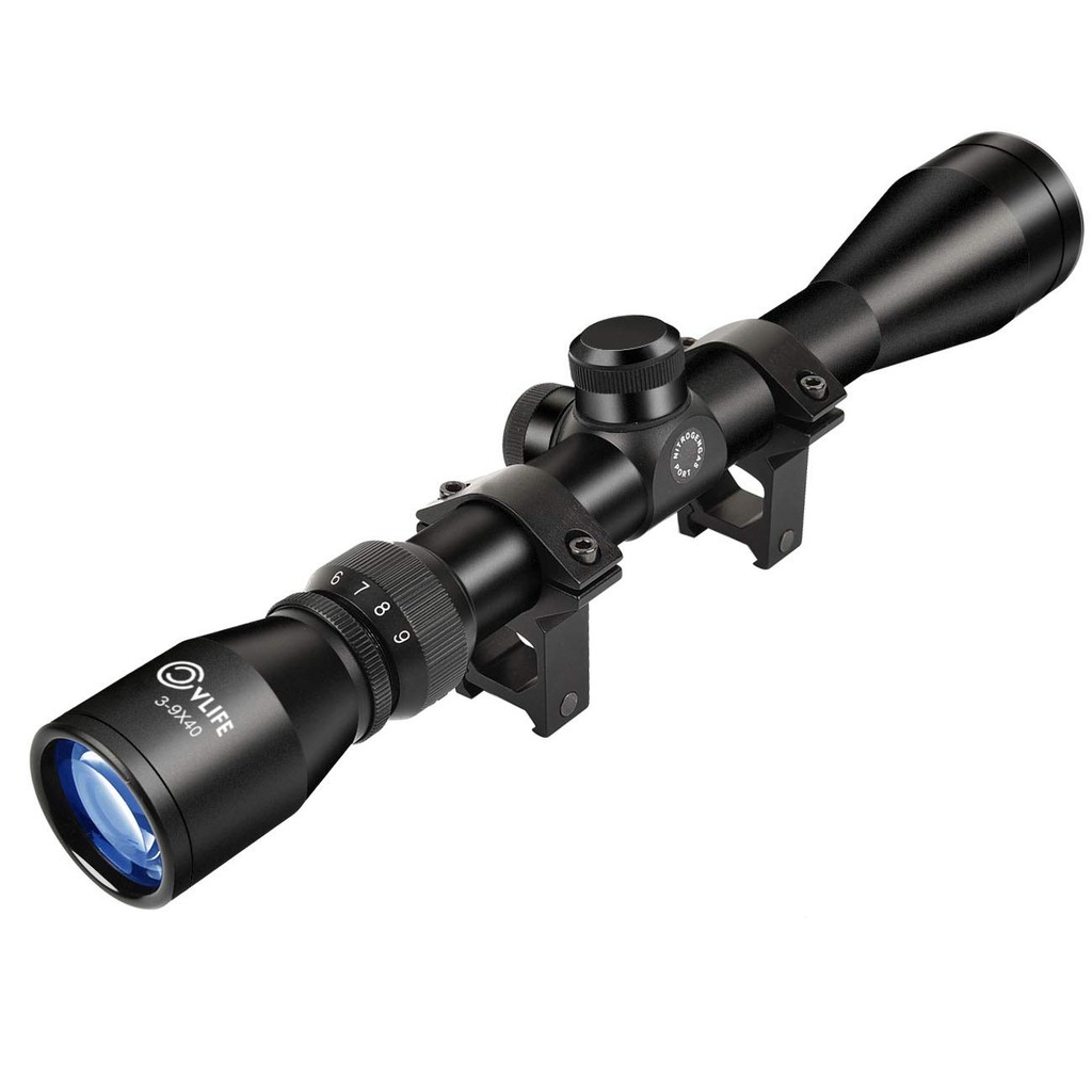 Tactical Riflescope 3-9x40 Optics R4 Rifle Reticle Crosshair Scope with 20mm Free Mounts Airsoft Hun