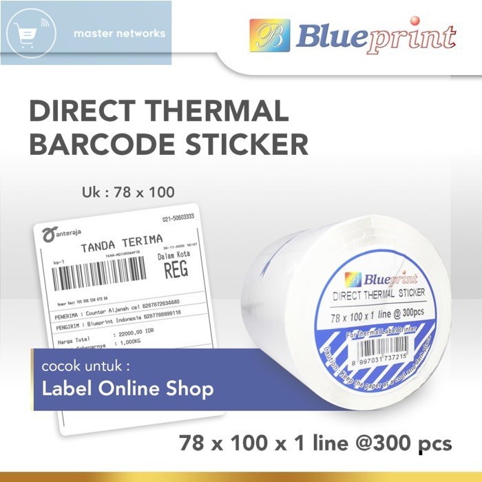 

Blueprint Direct Thermal Sticker Label Stiker 78x100 mm 1 Line 300 pcs