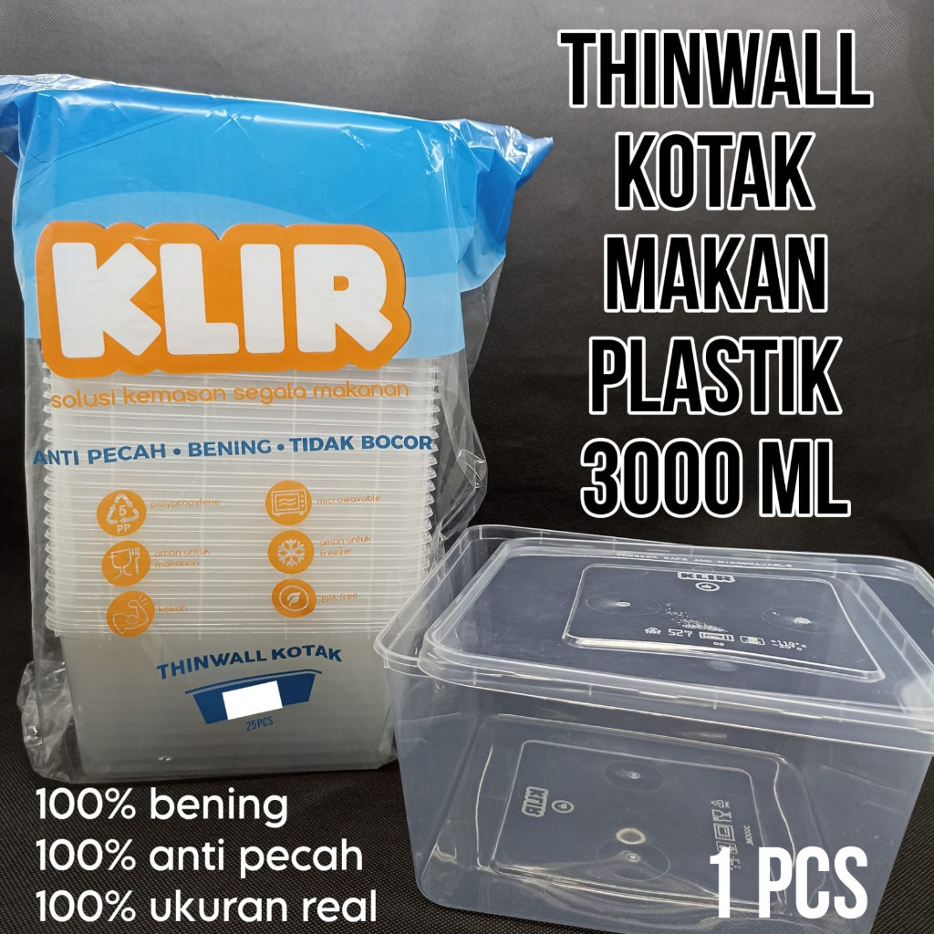 THINWALL PERSEGI SQUARE BOX FOOD CONTAINER TAKE AWAY MICROWAVE KOTAK MAKAN NASI PLASTIK ANTI PANAS 3