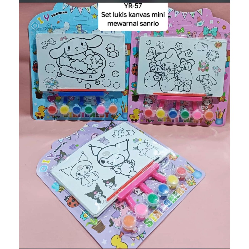 

Kanvas lukis gambar papan set melukis kreatif anak karakter sanrio