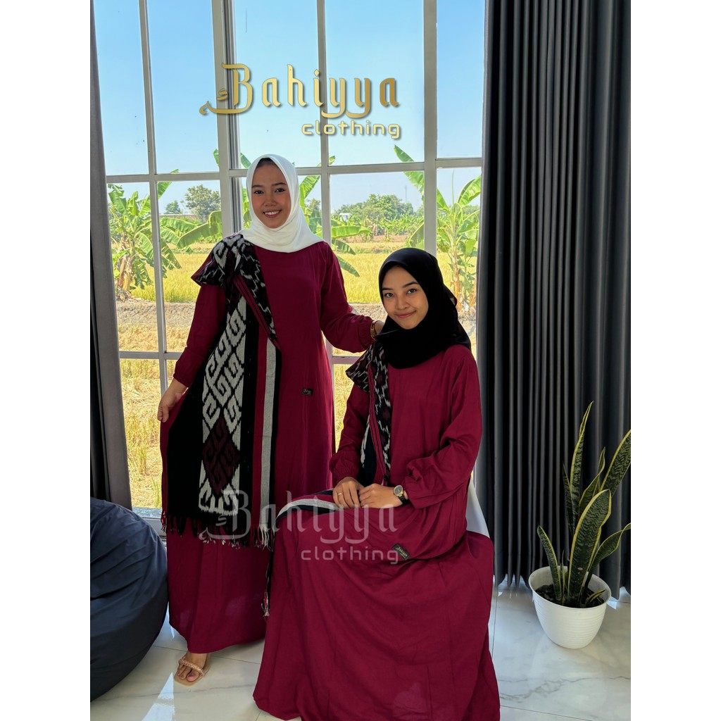Gamis Bahiyya Jas Etnik Twill Premium Mix Tenun Troso Kombinasi