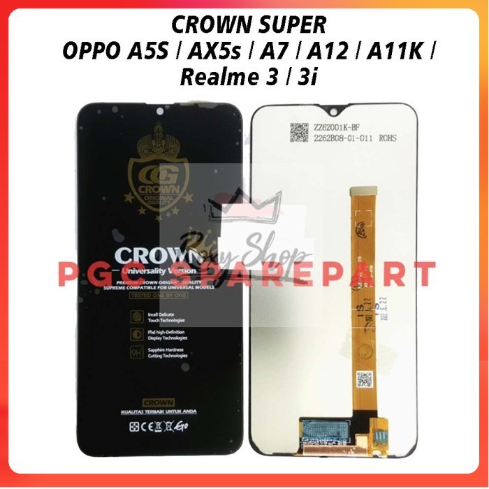 LCD Touchscreen Fullset Kwalitas Crown Super Oppo A5S A7 Realme 3 - Hitam