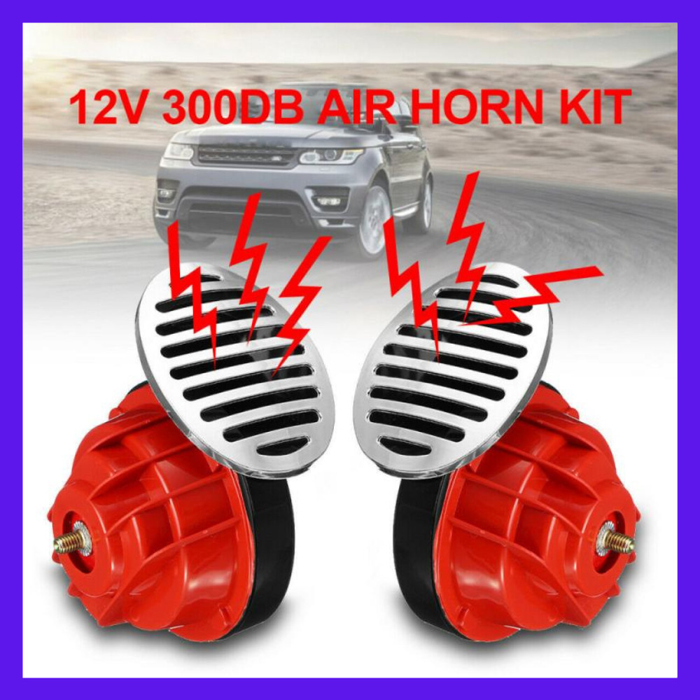 inovasi_tani-2 Pcs Klakson Mobil Type-R Klakson Mobil Model Snail Loud Horn 12V 300dB 2 PCS-COD