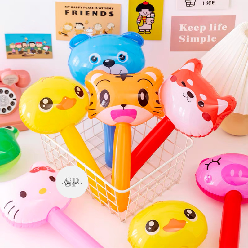 Balon Palu Kerincingan Anak / Balon Pentungan Panjang PVC Karakter / Balon Tongkat Panjang