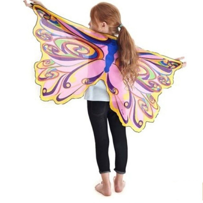 Butterfly Wing Cape Kostum Sayap Kupu kupu anak Kostum Kupu2 Anak - Pink Yellow