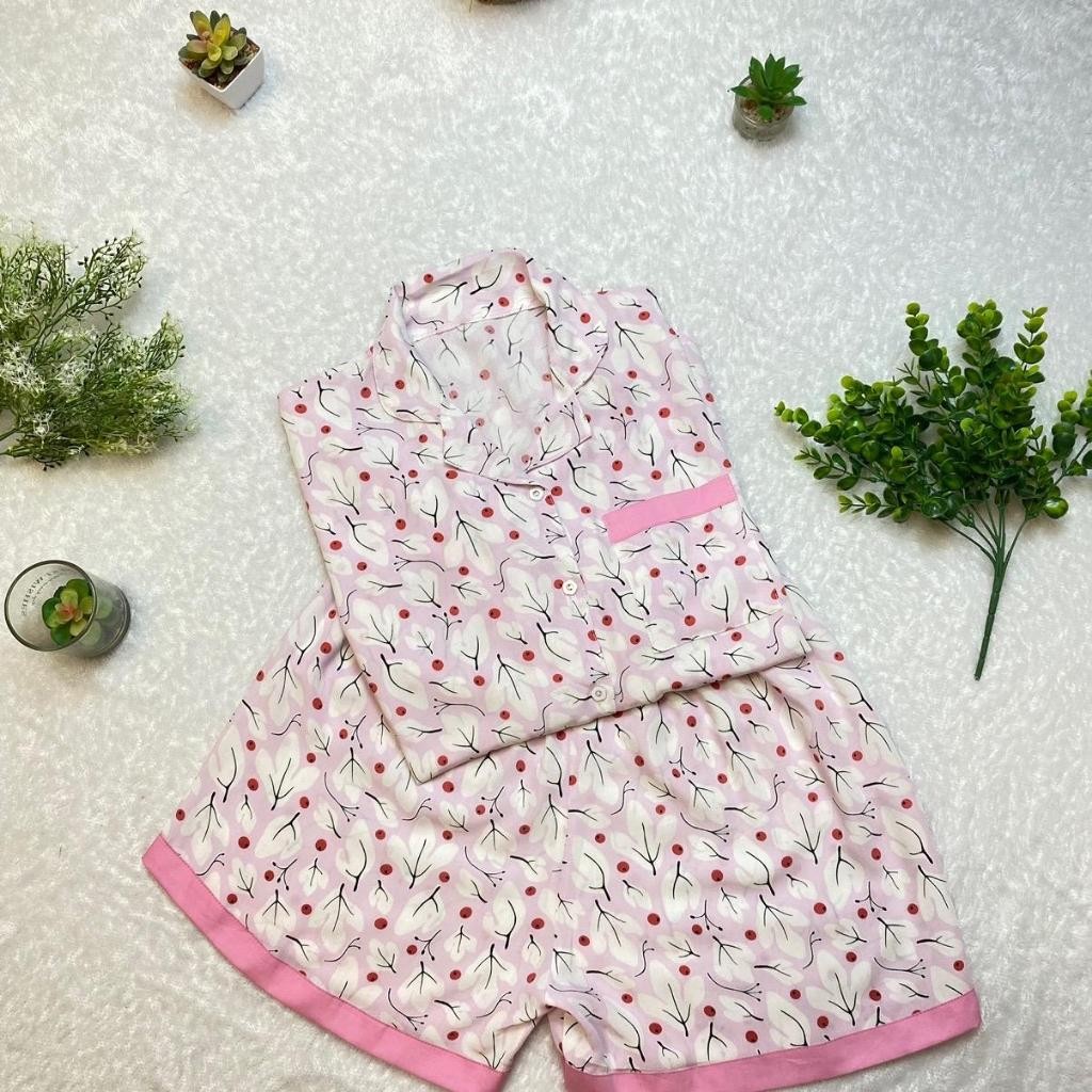 Narditasleepwear  Yura Set piyama rayon premium baju tidur wanita seserahan kekinian oneset