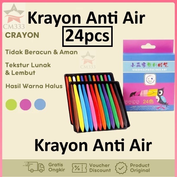 

Crayon Krayon Anti Air Mewarnai Pensil Warna Anti Kotor isi 24pcs