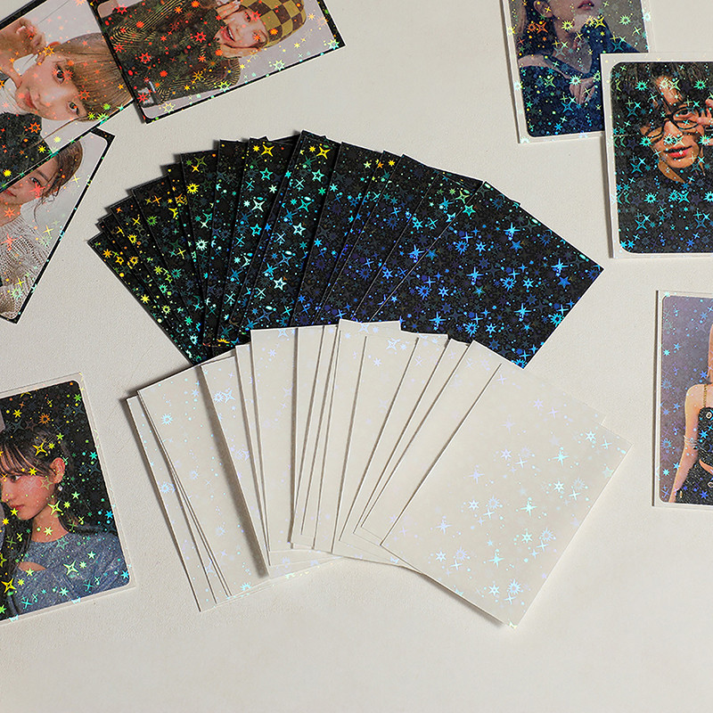 

50Pcs/Pack Glittery Star Photo Cards Protective Case Storage Bag Colored Kpop Idol Card Photocard