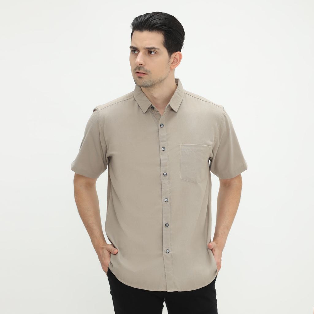 Code Male - Brave Kemeja Pria Pendek Stone Basic Slimfit