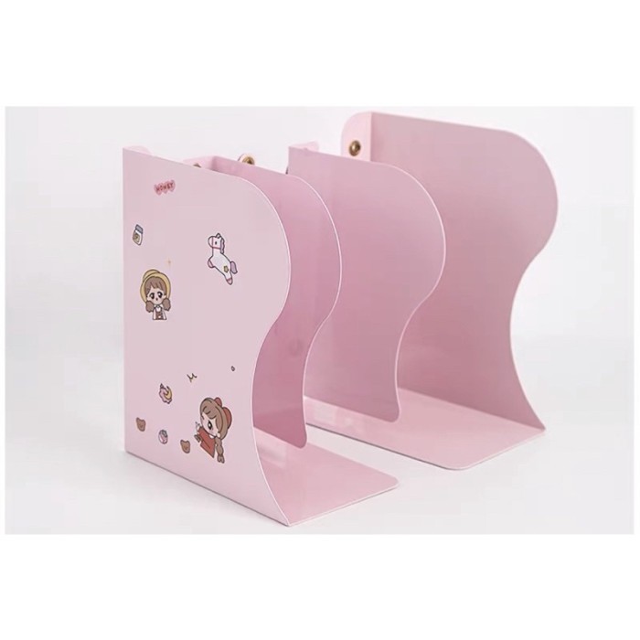 

penyangga buku pembatas buku sandaran buku cute bookstand - Pink