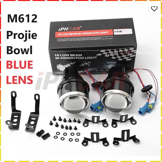 M612 IPHCAR Biled foglamp projector bowl blue lens 3 inch 3" HID LED mobil rumah projie proji bowl -