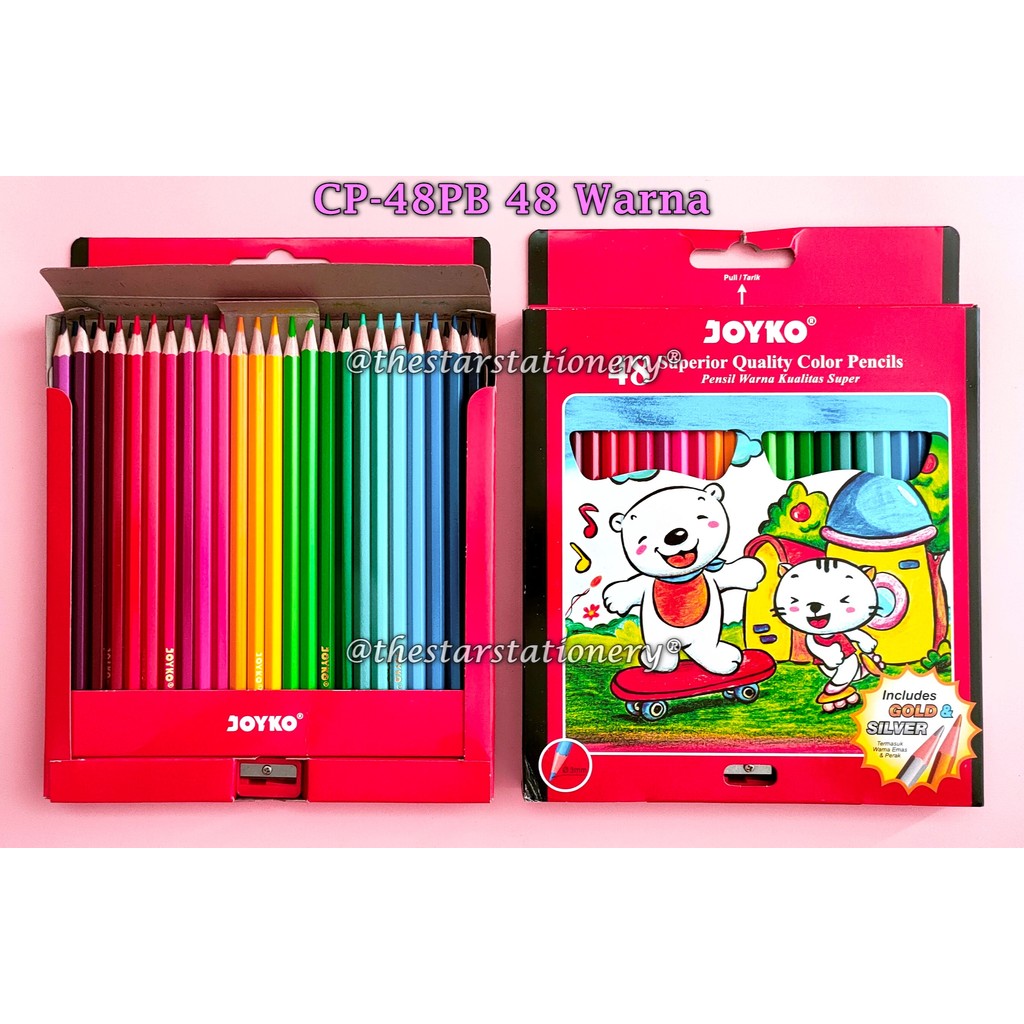 

(1 Set Isi 48 Warna) GROSIR Pensil Warna Joyko CP-48PB 48 Warna Panjang / Pencils Hexagonal Grip PB