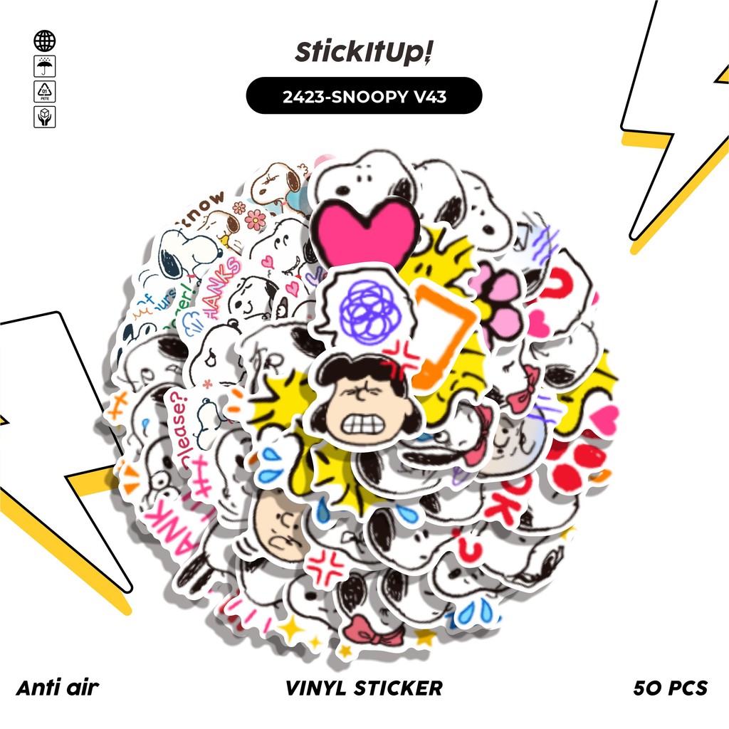 

COD✨ 50 Pcs Stiker Pack SNOOPY V43 Lucu Aesthetic Vynil Waterproof untuk Freebies Sticker Buku Journal Casing HP Laptop