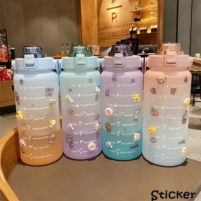 Botol Minum Warna-Warni 2000ml/2L Lucu Rainbow Drinks Bottle Portable