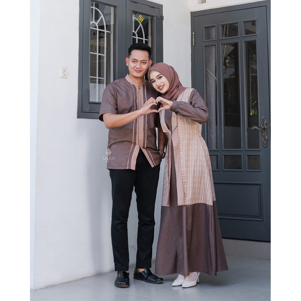 Baju Muslim Couple Pasangan Sarimbit Lebaran Muslim 2025 Dewasa Terbaru Silmi Naraya Couple Brown