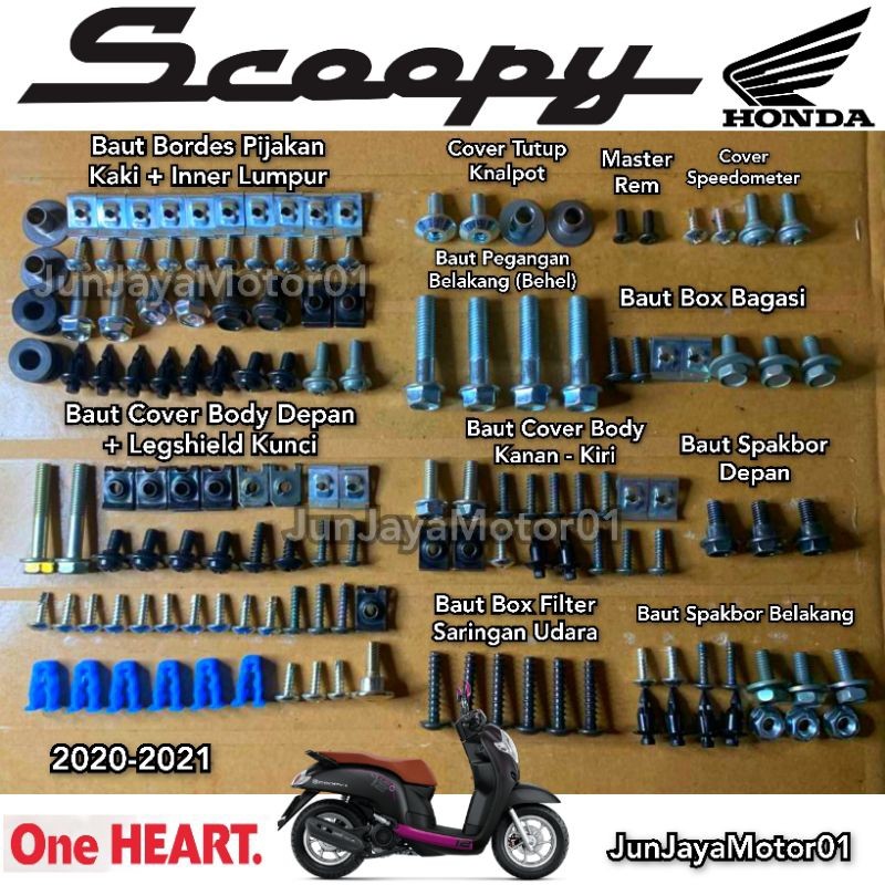 PROMO / Baut Lengkap Full Set Body Honda Scoopy Esp 2020-2021 / Baut Lengkap Fullset Bodi Honda Scoo