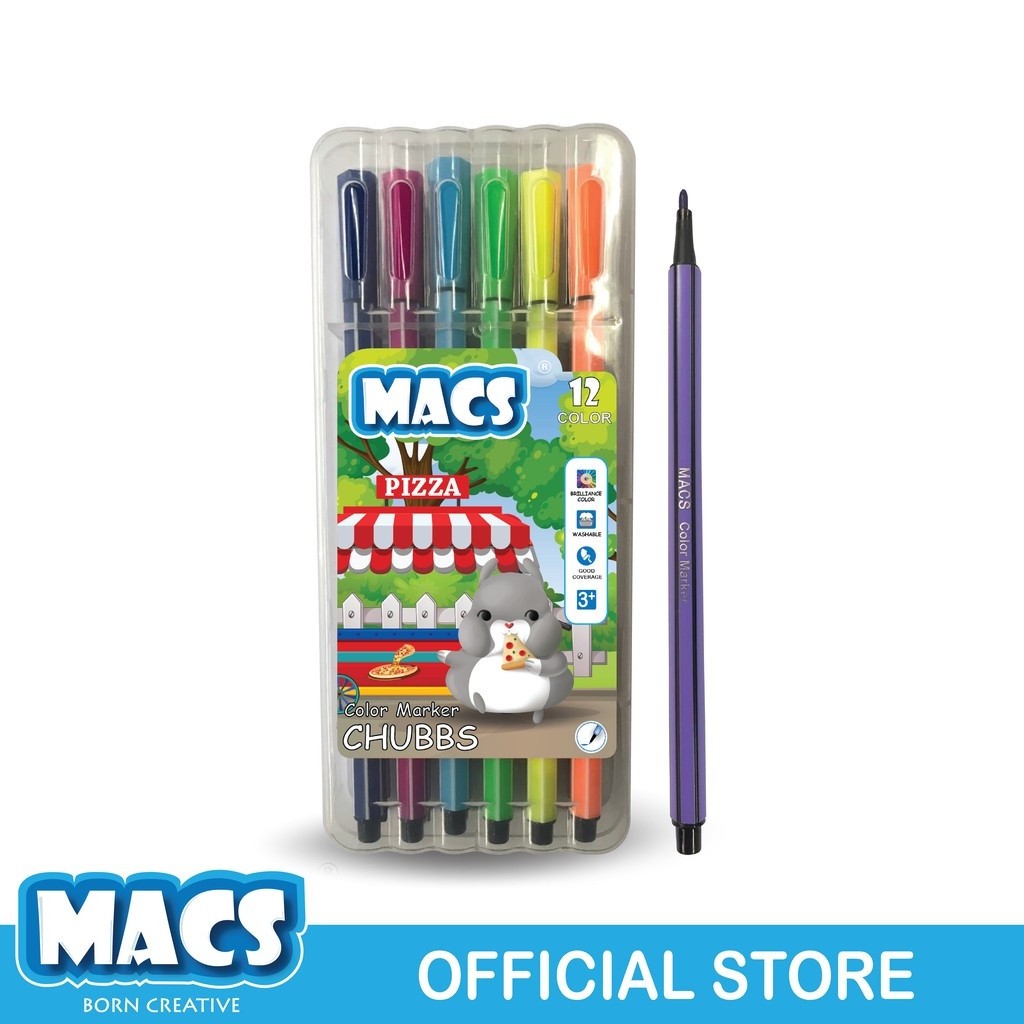 

Spidol MACS Color Marker 12 Warna Spidol Tipis Spidol Warna 12 Color CHUBS SHESB