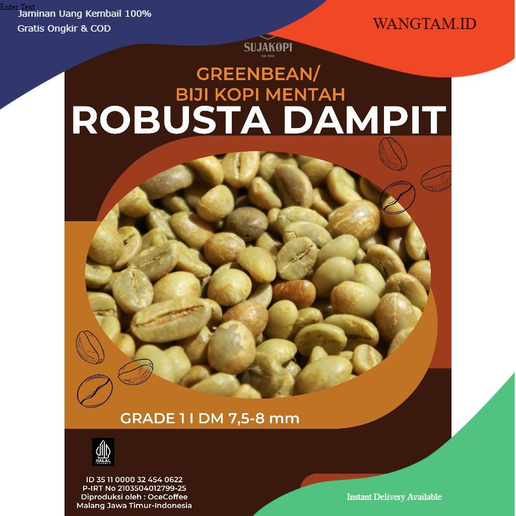 

greenbean / biji kopi dampit mentah Grade 1 sortir DM 7,5-8mm