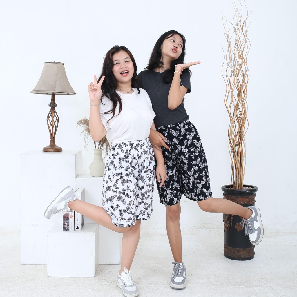 Bundling Celana Kulot Rayon Panjang Dan Pendek Rumahan Untuk Santai Motif Lucu Bahan Rayon Viscose P